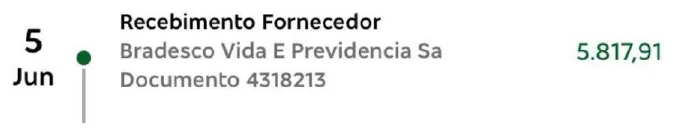 Comprovante de recebimento de R$ 5.817,91